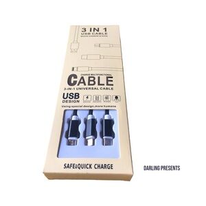 3 IN 1 UNIVERSAL USB MULTIFUNCTION CHARGE CABLE COLOR BLACK